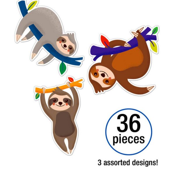 NWT ~ Carson Dellosa One World Sloths Colorful Cut-Outs, 36 pieces - Picture 2 of 6